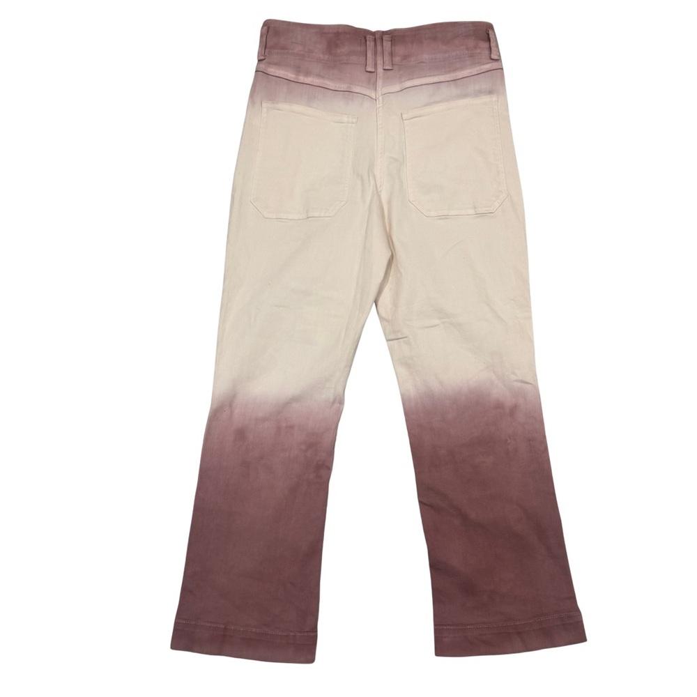 Anthropologie Ombre Dip Dye High Rise Kick Flare Cropped Jeans Mauve Cream 29 - Picture 5 of 10